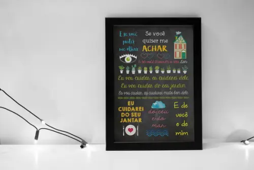 Chalkboard Música - A4 com Moldura