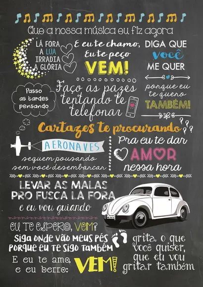 Chalkboard Música - Pôster A4 em PVC