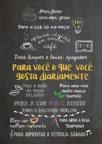 Chalkboard Música - Pôster A4 em PVC