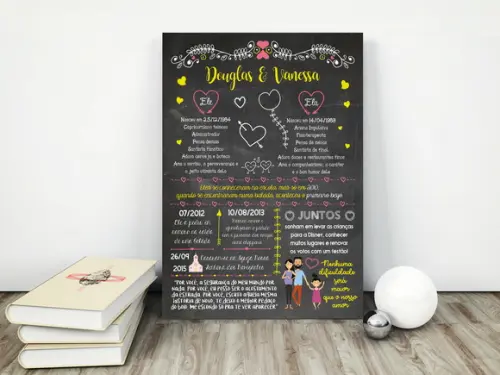 Chalkboard Namorados - Pôster em PVC A2