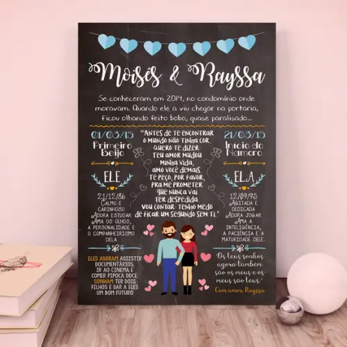Chalkboard Namorados - Pôster em PVC A2