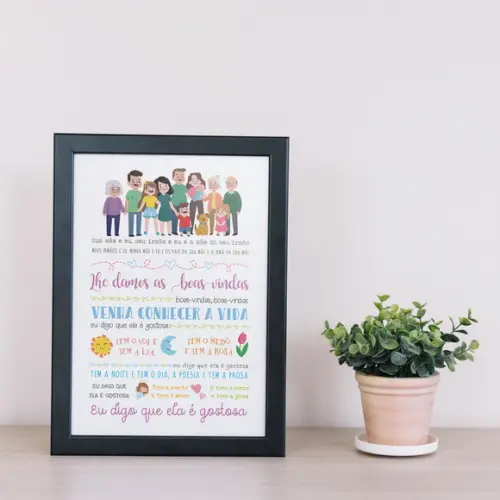 Quadro Boas Vindas - A4 com moldura