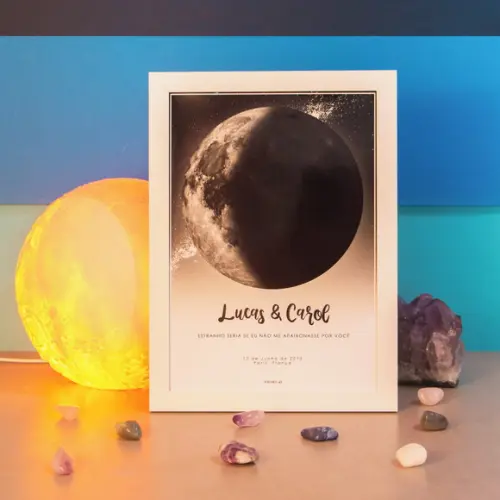 Quadro Lua Personalizado - Preto com Moldura A4