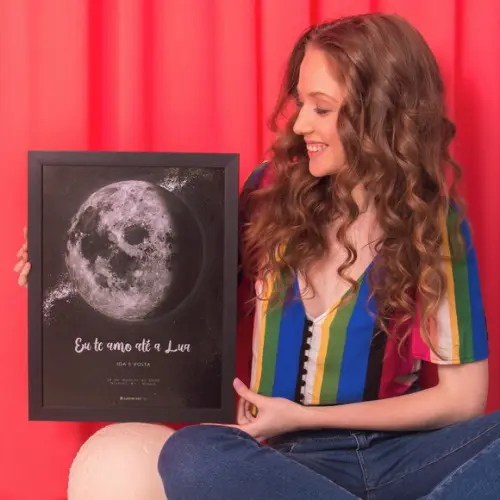 Quadro Lua Personalizado Preto com Moldura A3