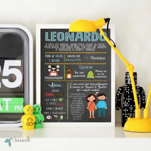 Quadro Presente Personalizado com Moldura A4