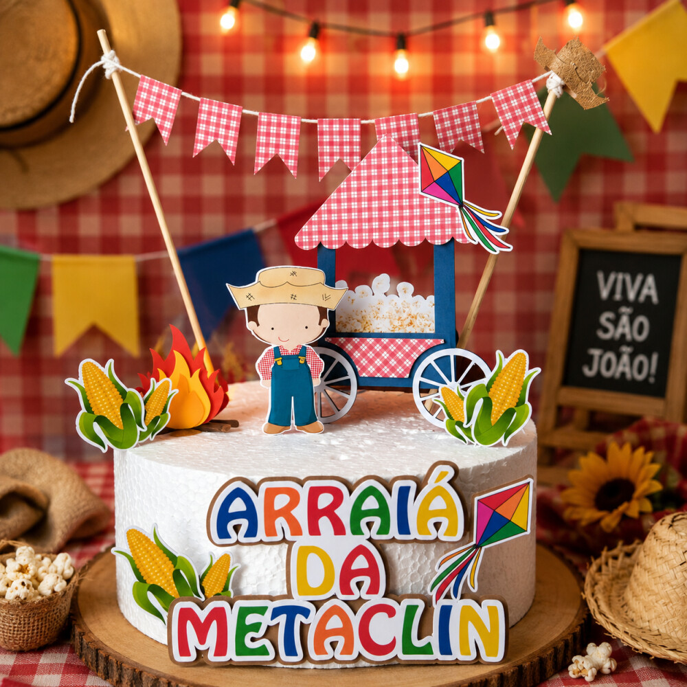 Topo de bolo Festa Junina - Arraiá 002 - Arquivo Studio