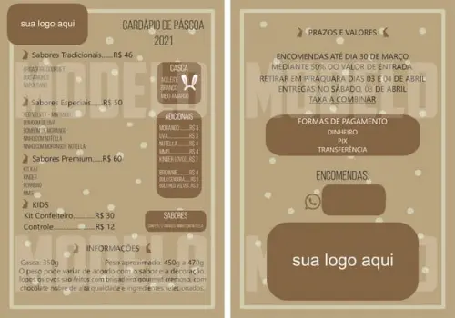 Cardápio Digital de Páscoa