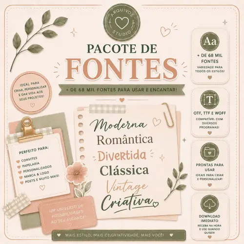 Pacote com Mais de 68 Mil Fontes - Incluindo Fontes Premium