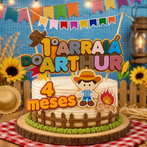 Topo de bolo Festa Junina - Arraiá 001 - Arquivo Studio