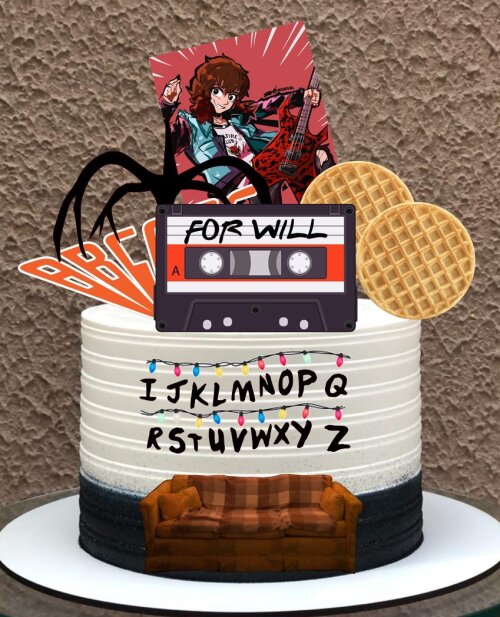 Topo de bolo Stranger Things 005 - Arquivo Studio