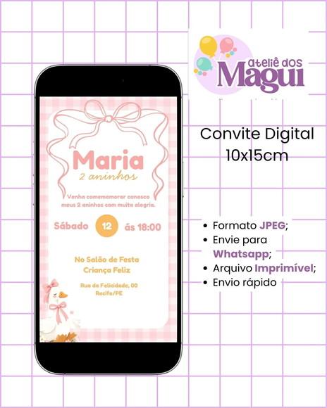 Convite Digital 10x15cm | Ganso e Lacinhos