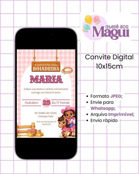 Convite Digital 10x15cm | Boiadeira Infantil