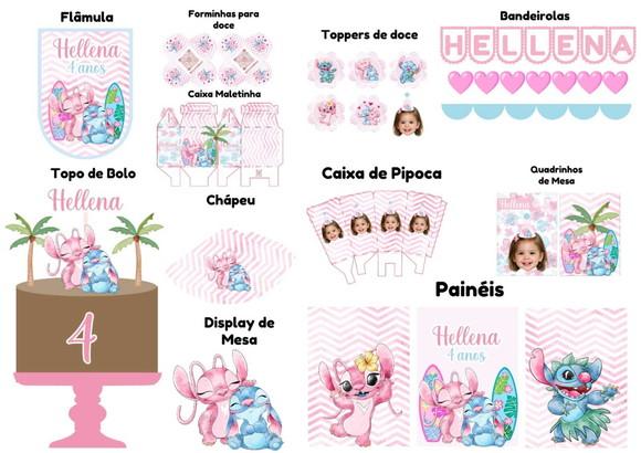 Kit Festa na Caixa Só Um Bolinho G | Stitch e Angel Aquarela