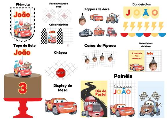 Kit Festa Papelaria Afetiva P | Carros Aquarela