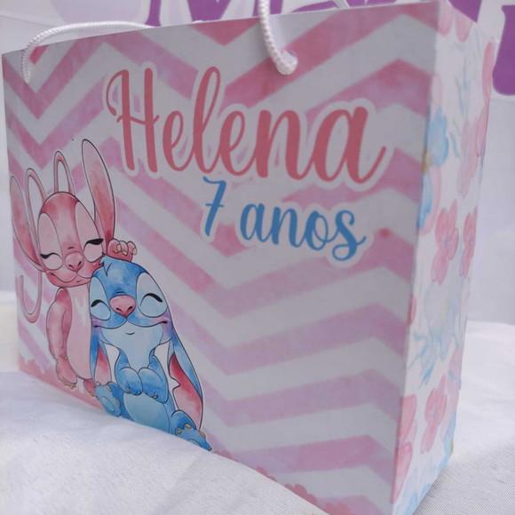 Sacolinha Personalizada Stitch e Angel Aquarela