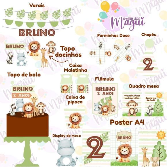 Kit Festa Só Um Bolinho m | Safari Aquarela Menino