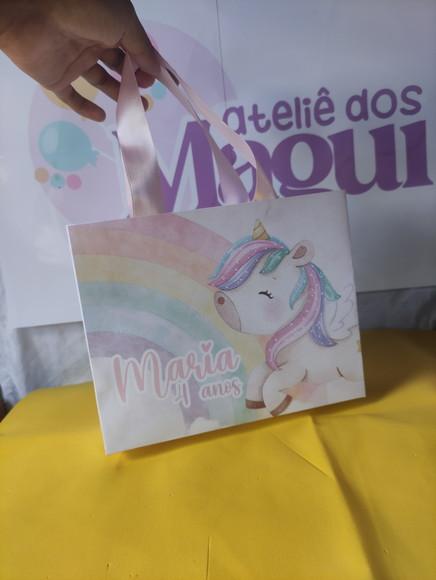 Sacolinha Personalizada ? Tema Unicórnio Cute Aquarela