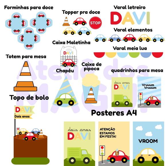 Kit Festa na Caixa Só Um Bolinho P | Carrinhos Coloridos