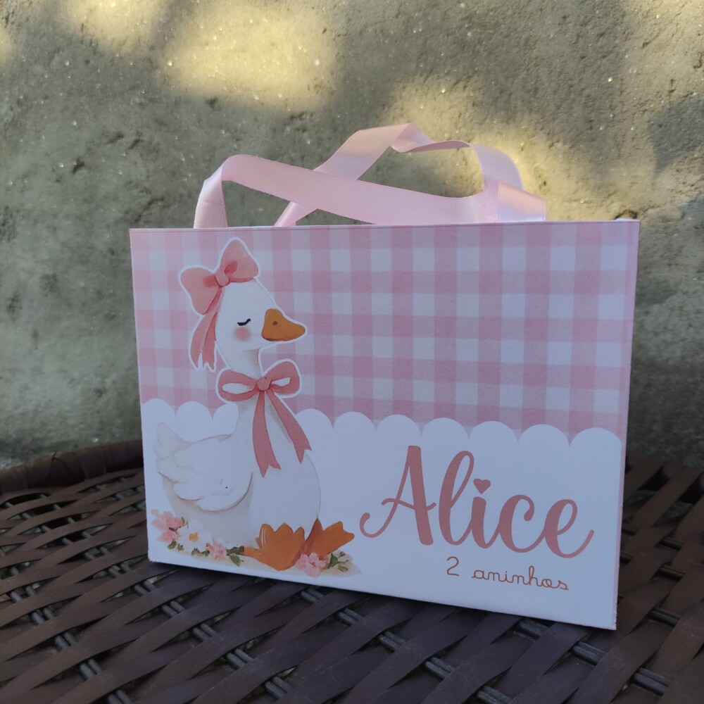 Sacolinha Personalizada Ganso Rosa