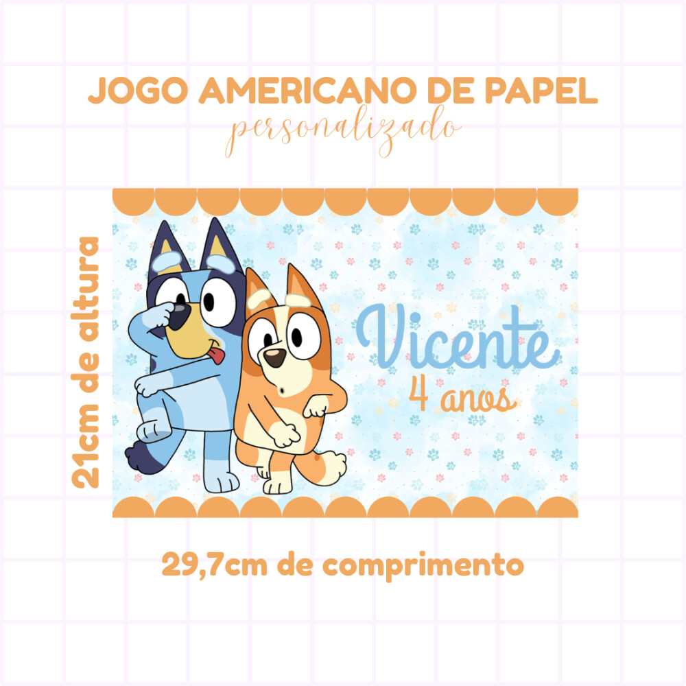 Jogo Americano Descartável Personalizado para Festa Infantil - B