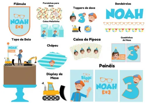 Kit Festa Infantil Personalizada m | Blippi