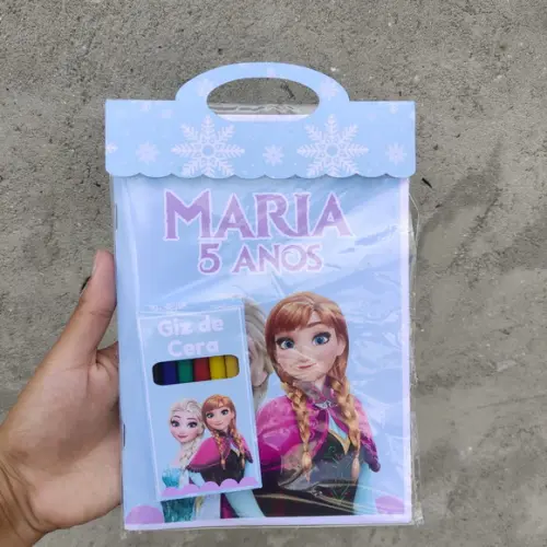 Kit Colorir + Caixa com Giz de Cera | Frozen Elsa e Ana