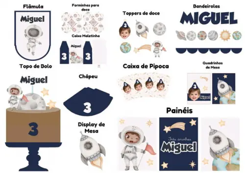 Kit Festa na Caixa Só Um Bolinho m | Astronauta Menink