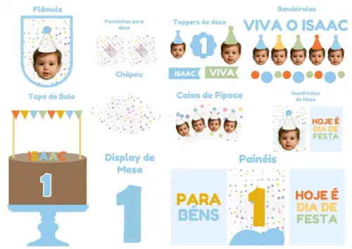 Kit Festa na Caixa Só Um Bolinho P | Parabéns Azul ou Rosa