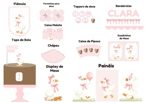 Kit Festa na Caixa Só Um Bolinho G | Gansos e Laços Menina