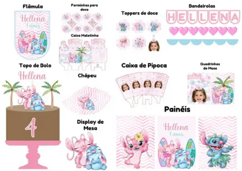Kit Festa na Caixa Só Um Bolinho m | Stitch e Angel Aquarela