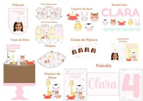 Kit Festa na Caixa Só Um Bolinho G | Animais Candy Color