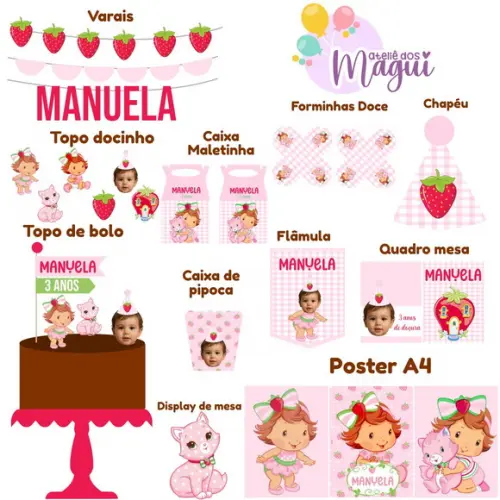 Kit Festa Papelaria Afetiva G | Moranguinho Baby