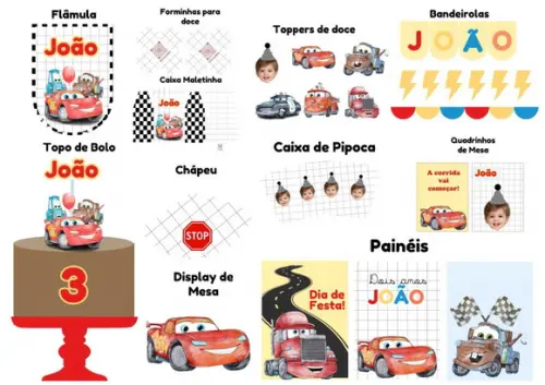 Kit Festa Papelaria Afetiva G | Carros Aquarela