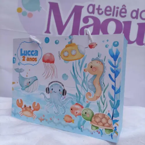 Sacolinha Personalizada Fundo do Mar Menino