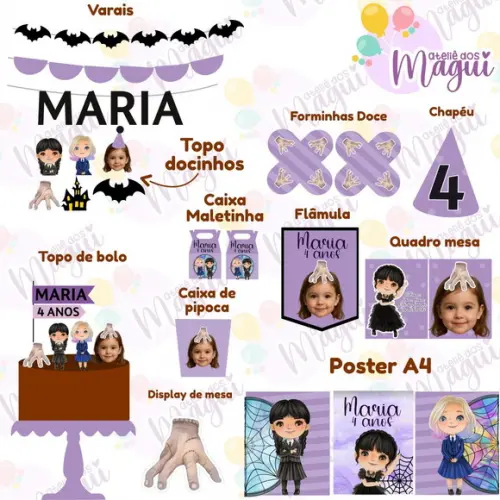 Kit Festa na Caixa Só Um Bolinho P | Wandinha Cute