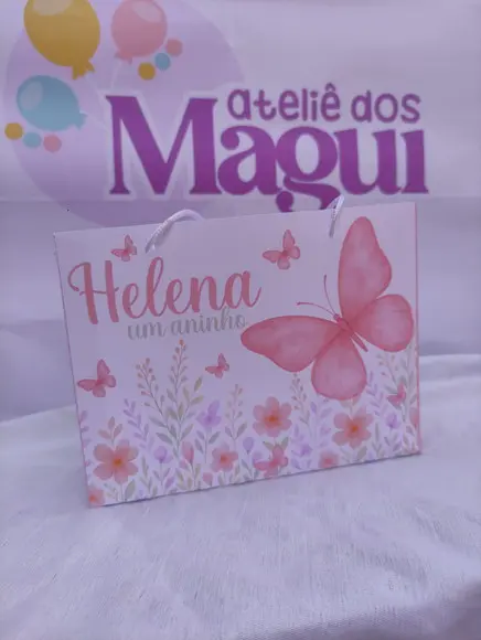 Sacolinha Personalizada Jardim das Borboletas Rosa