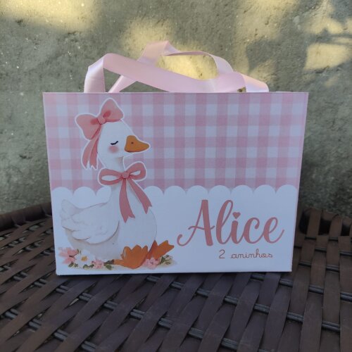 Sacolinha Personalizada Ganso Rosa