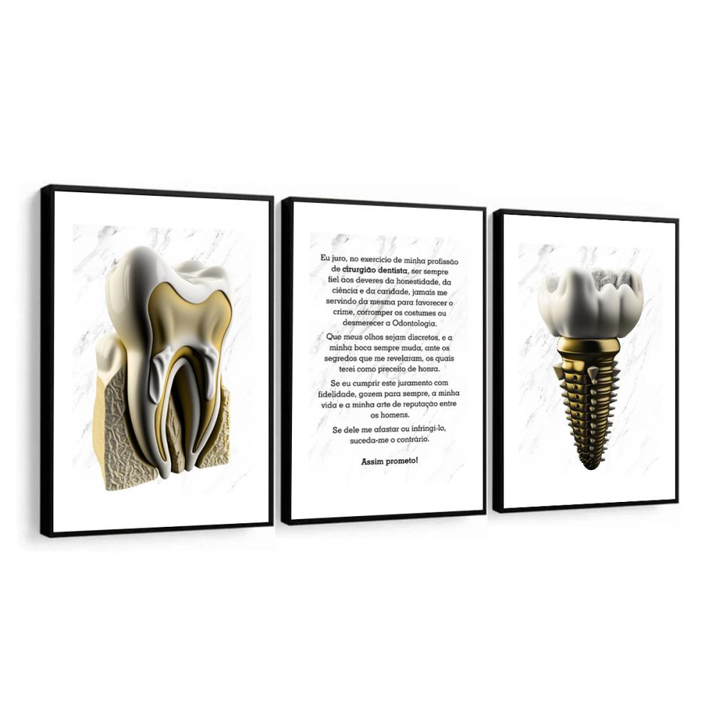kit 3 quadro decorativo odontologia dentista consultório odontol