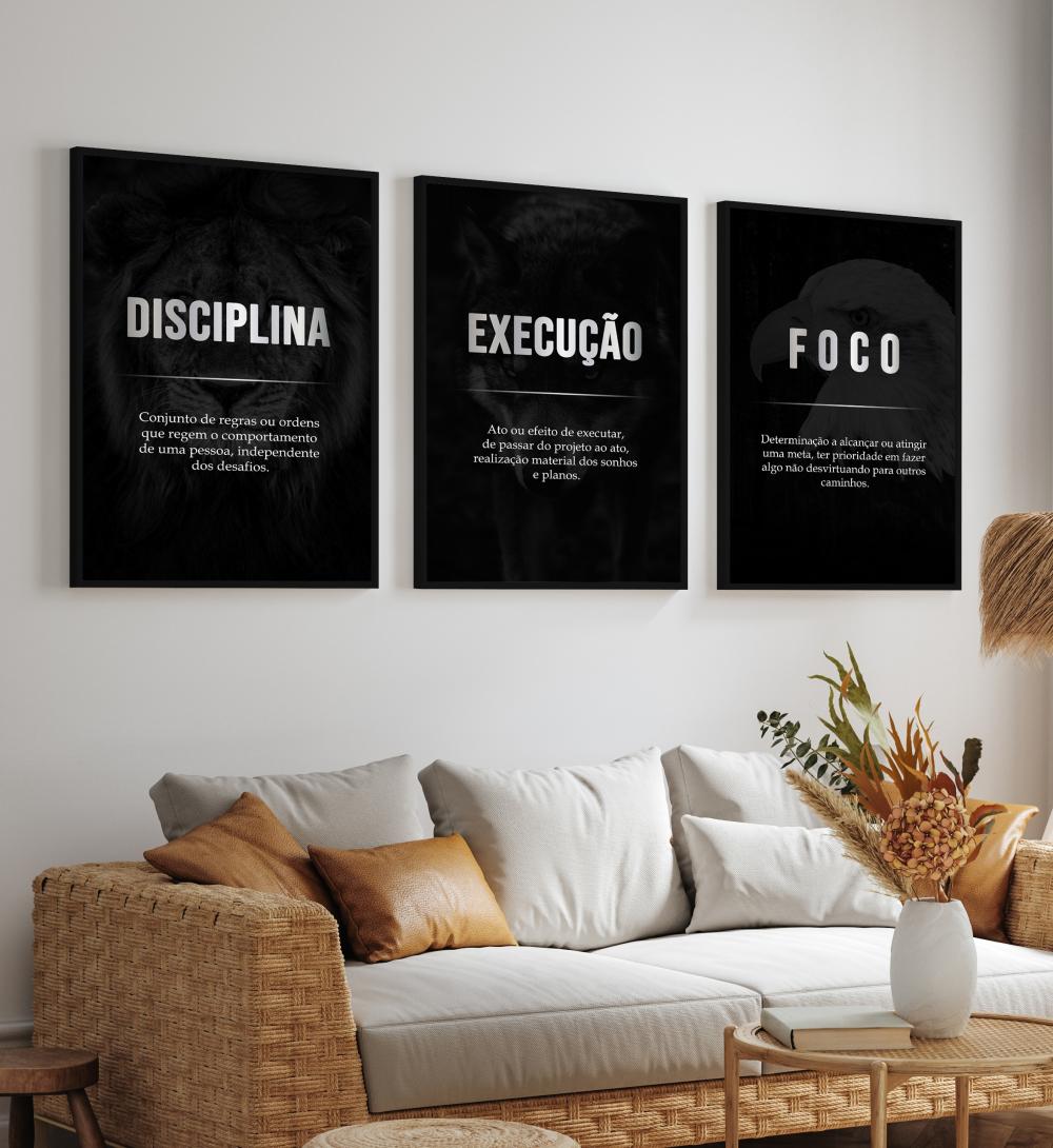 kit 3 quadro decorativo motivacional frase positiva sala quarto d