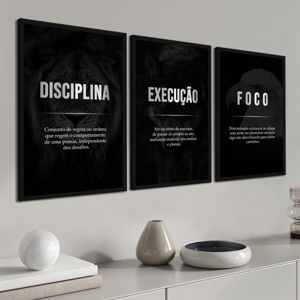 kit 3 quadro decorativo motivacional frase positiva sala quarto d