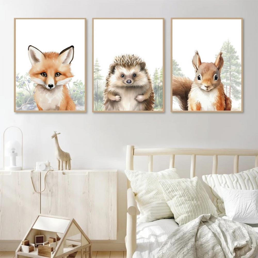 kit 3 quadro decorativo infantil bebe animais ursinhos sala decor