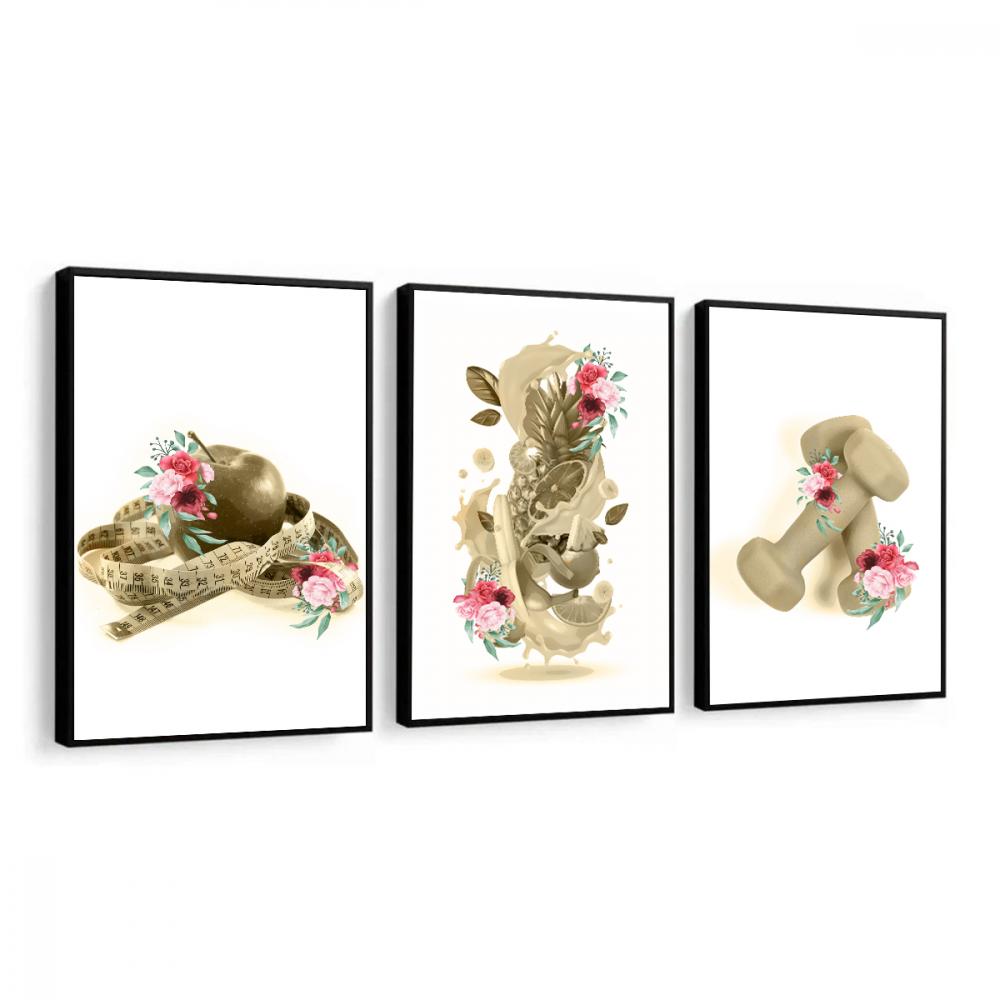 kit 3 quadro decorativo nutricionista consultório nutrição sal