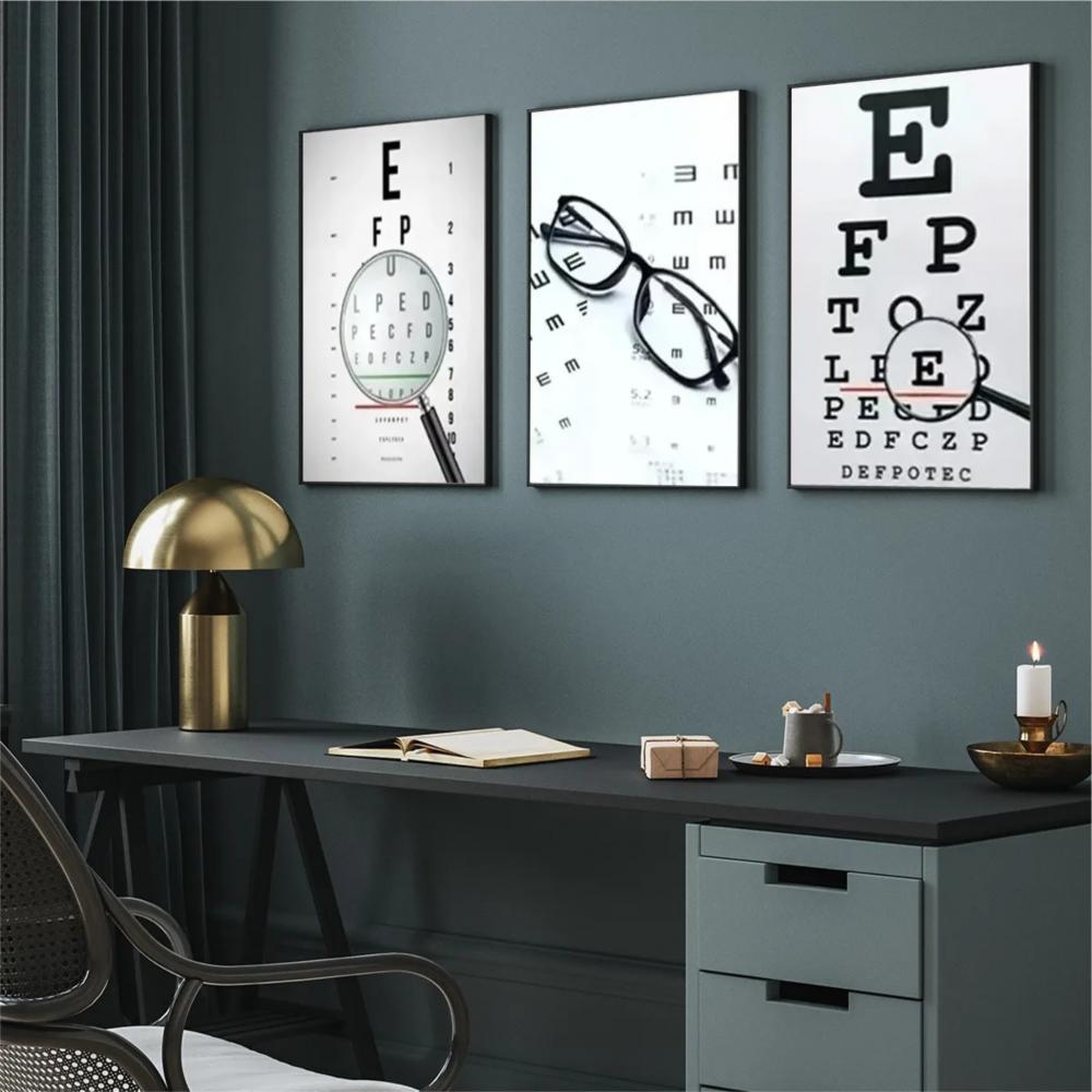 kit 3 quadro decorativo oftalmo consultório oftalmologia olhos v