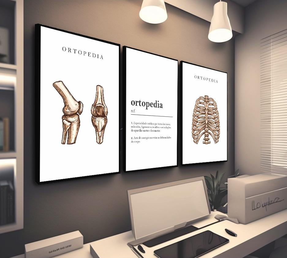kit 3 quadro decorativo ortopedia consultório de ortopedista sal