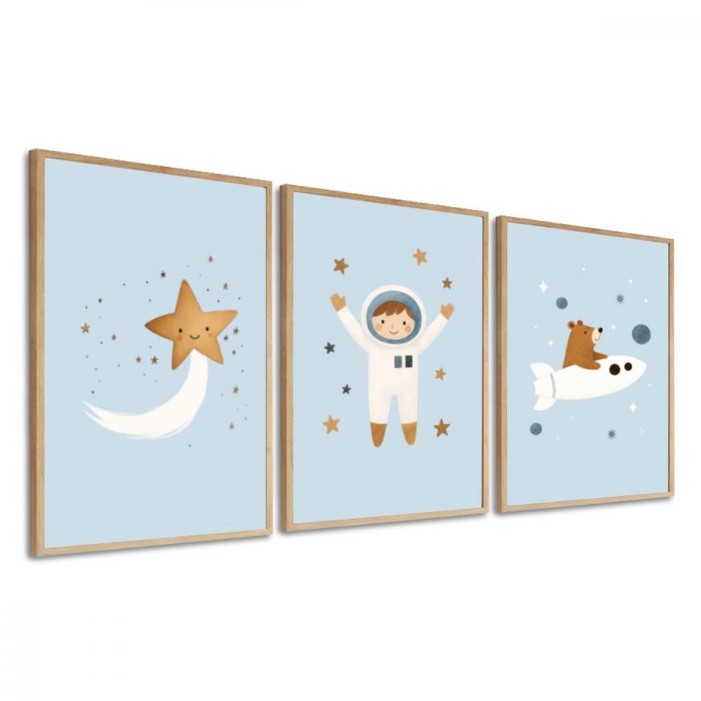 kit 3 quadro decorativo bebe infantil decor quarto infantil menin
