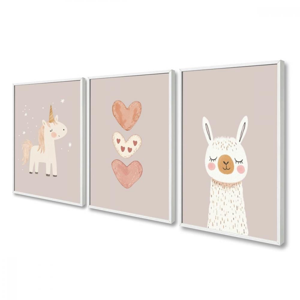 kit 3 quadro decorativo bebe infantil decor quarto infantil ursin