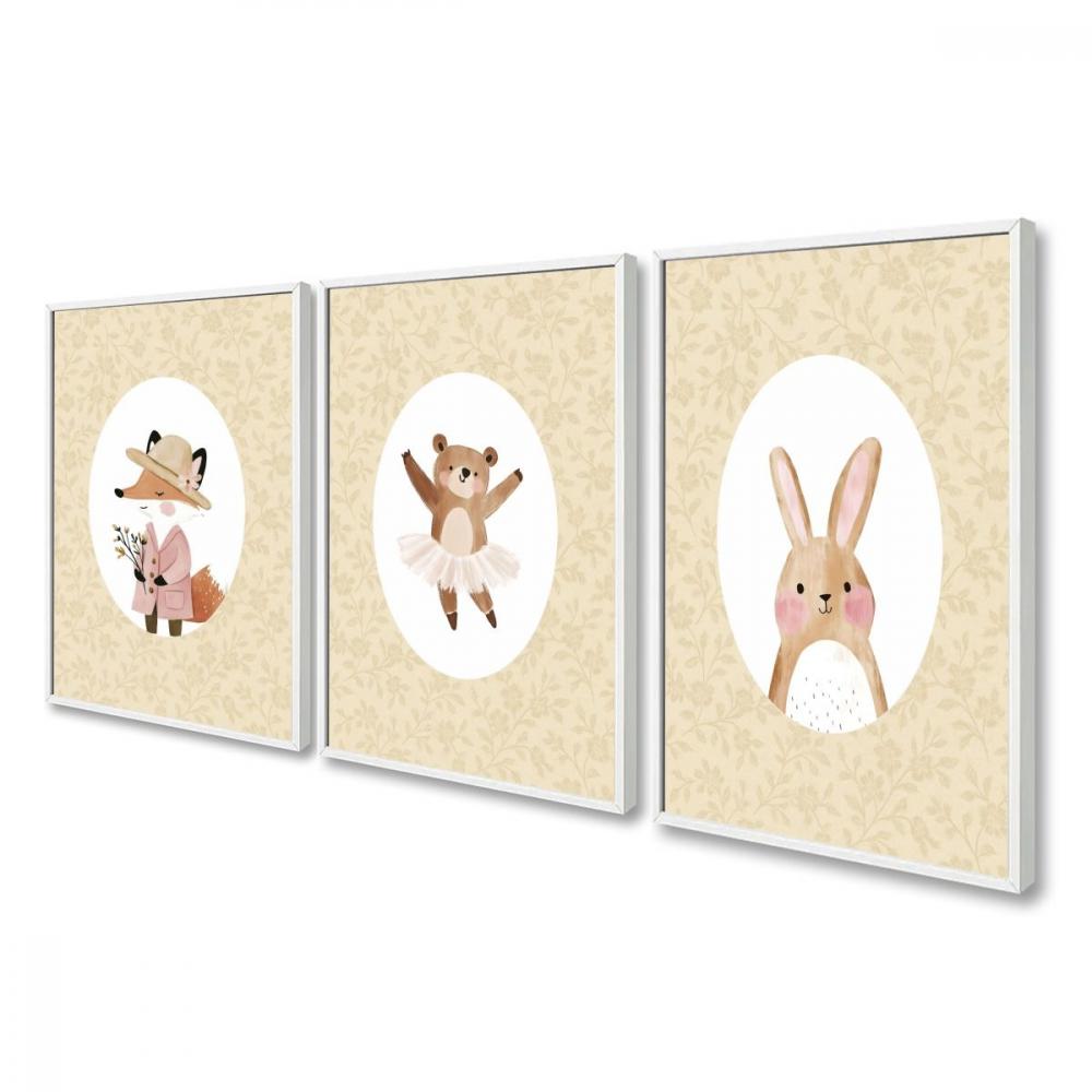 kit 3 quadro decorativo bebe infantil bailarina decor quarto infa