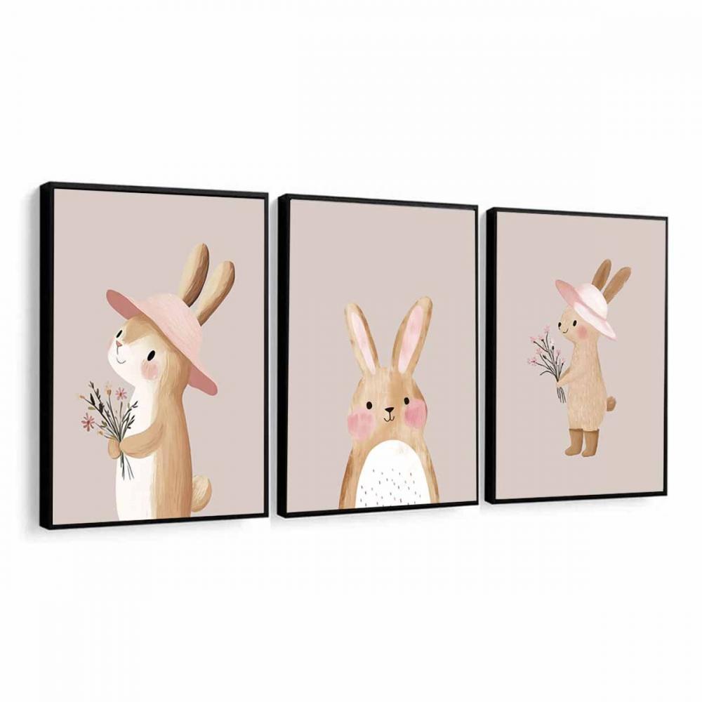 kit 3 quadro decorativo bebe infantil menina decor quarto infanti