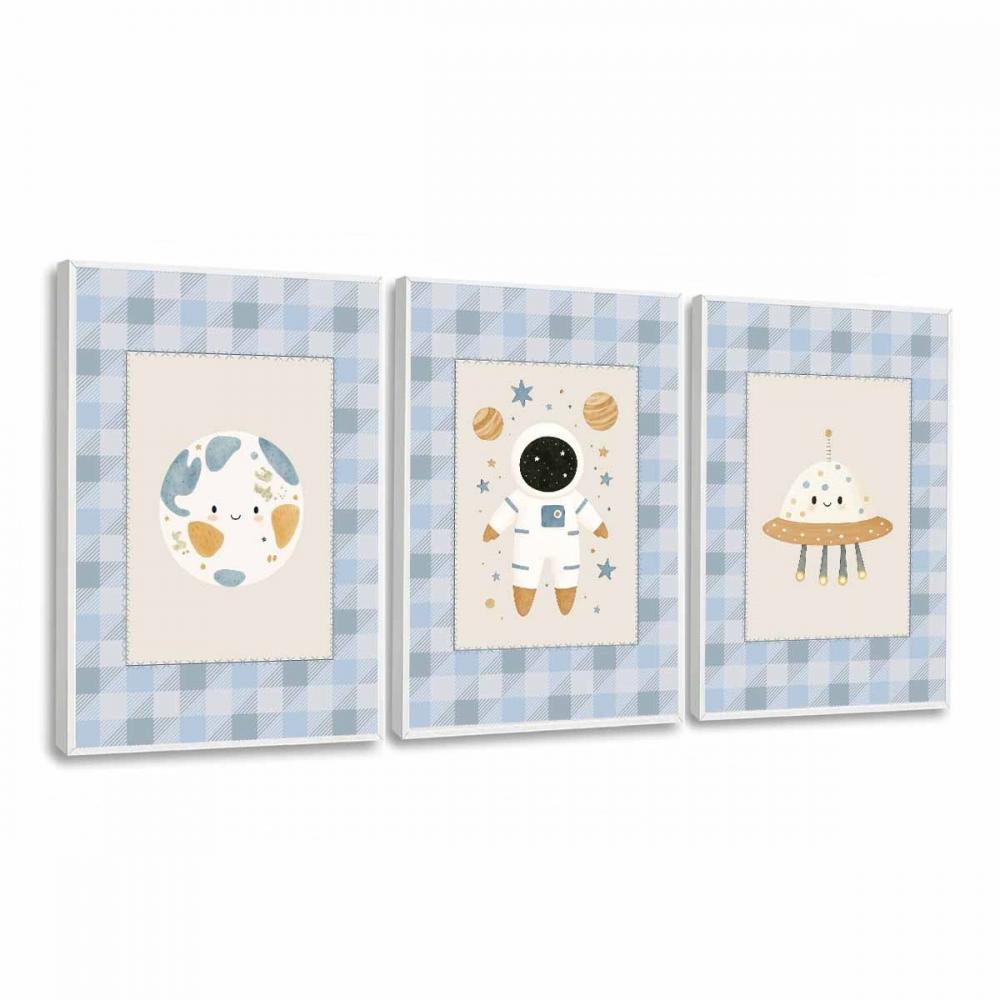 kit 3 quadro decorativo bebe infantil decor quarto infantil plane