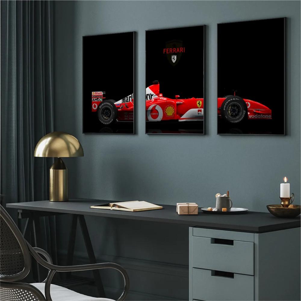 kit 3 quadro decorativo carro ferrari carro de corrida luxo moder